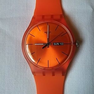 🆕Swatch Watch Pumpkin Rebel Orange Day Date Watch